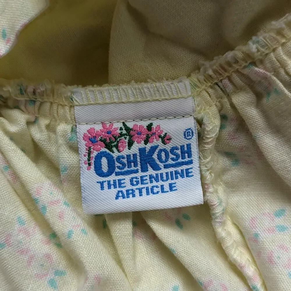 Vintage Oshkosh Bgosh Dress Girls Size 6 Yellow Floral Flutter Pinafore